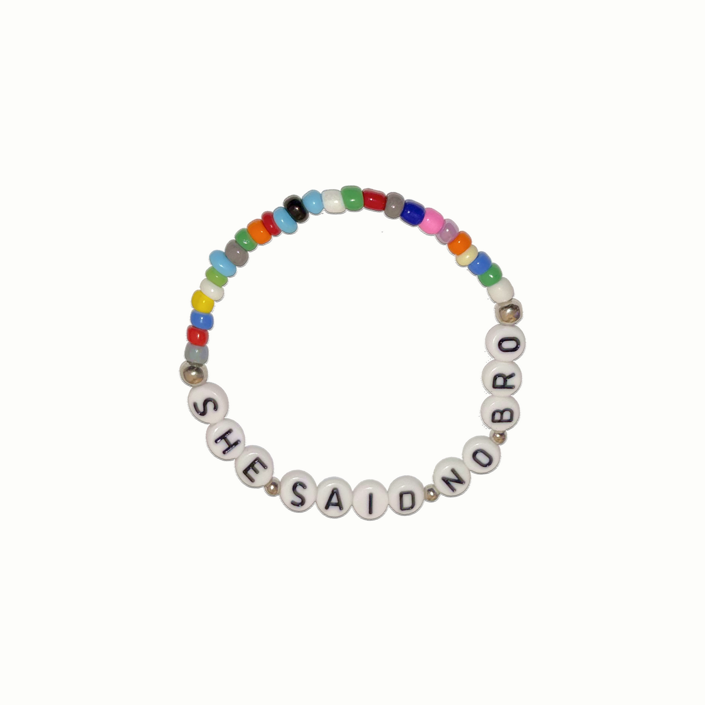 SHE SAID NO BRO BEADED BRACELET - WHITE