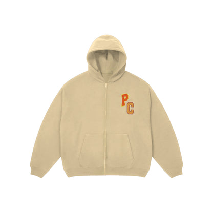 VARSITY SURNAME TARGA ZIP-UP FLEECE - CREME